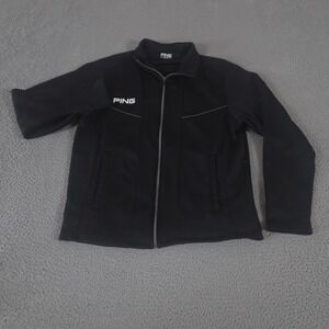 Ping Jacket Mens Medium Black Performance Full Zip Polyester Logo Midweight